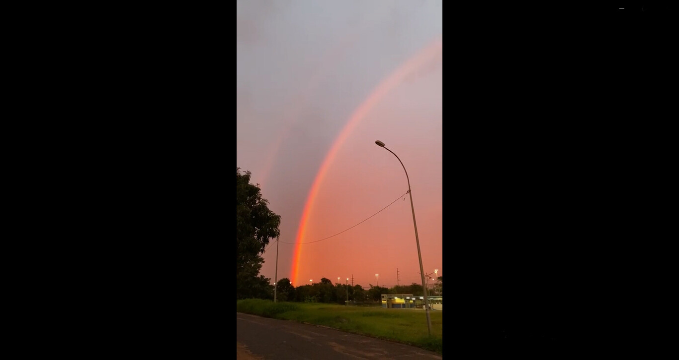 Vídeo de arco-íris em terça-feira nublada na Capital viraliza nas redes sociais